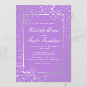 Einladung von Silver Floral Lila Vintage Wedding