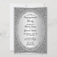Einladung von Silver Glitzer Frame Verlobung