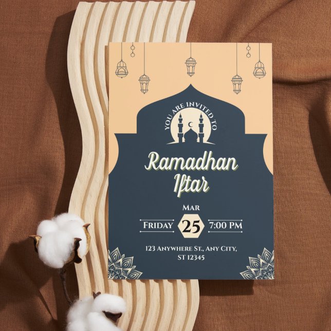 Einladung von Simple Blue Ramadan Iftar (Portrait) (Simple Blue Ramadan Iftar Invitation (Portrait))