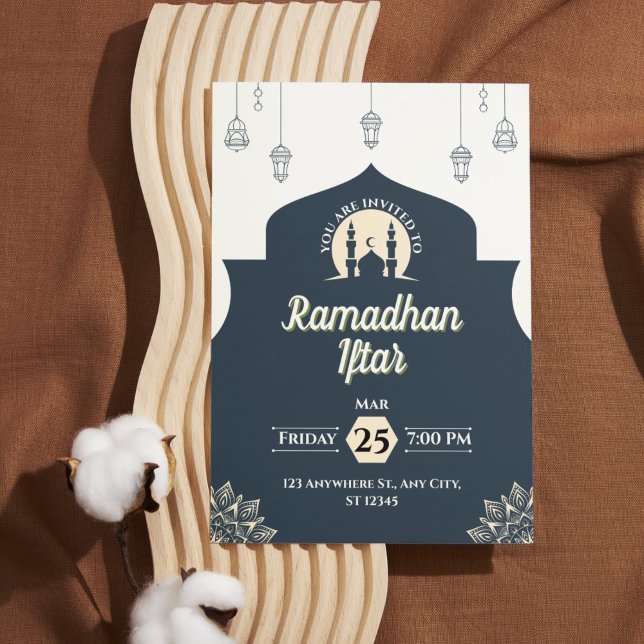 Einladung von Simple Blue Ramadan Iftar (Portrait) (Simple Blue Ramadan Iftar Invitation (Portrait))