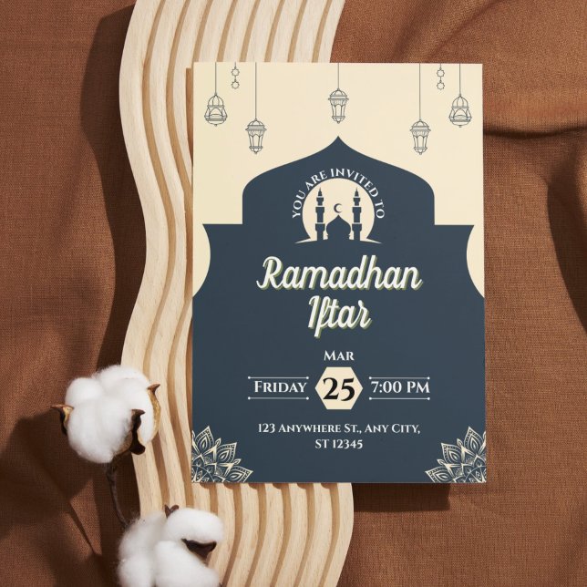 Einladung von Simple Blue Ramadan Iftar (Portrait) (Simple Blue Ramadan Iftar Invitation (Portrait))