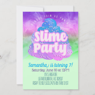 Einladung von Slime Party zum Geburtstag