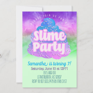 Einladung von Slime Party zum Geburtstag