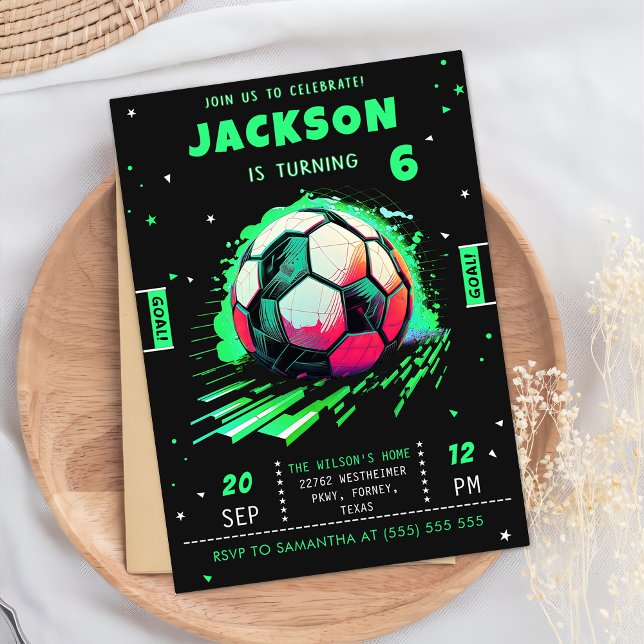 Einladung von Soccer Neon zum Geburtstag (Von Creator hochgeladen)