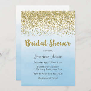 Einladung von Soft Blue und Gold Bridal Dusche