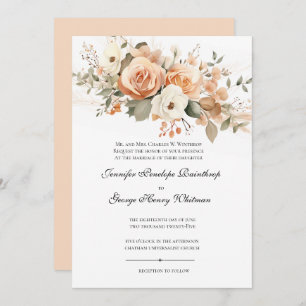 Einladung von Soft Peach Floral Wedding