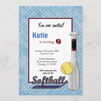 Einladung von Softball Birthday