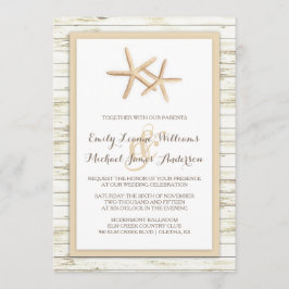 Einladung von Starfish Whitewash Wood Beach Hochze