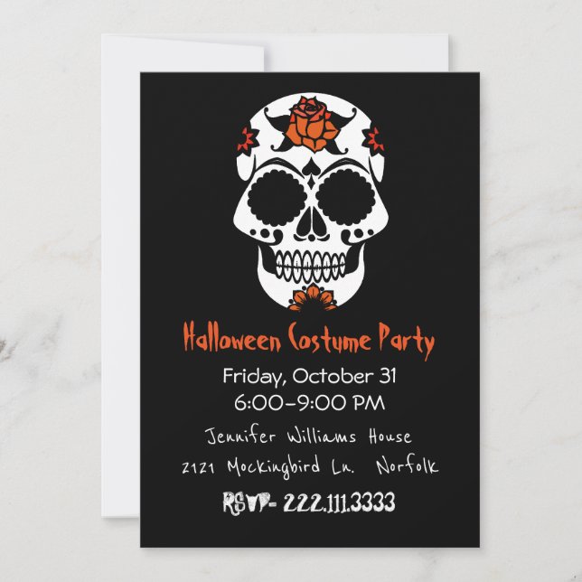 Einladung von Sugar Skull-Halloween-Partys (Vorderseite)