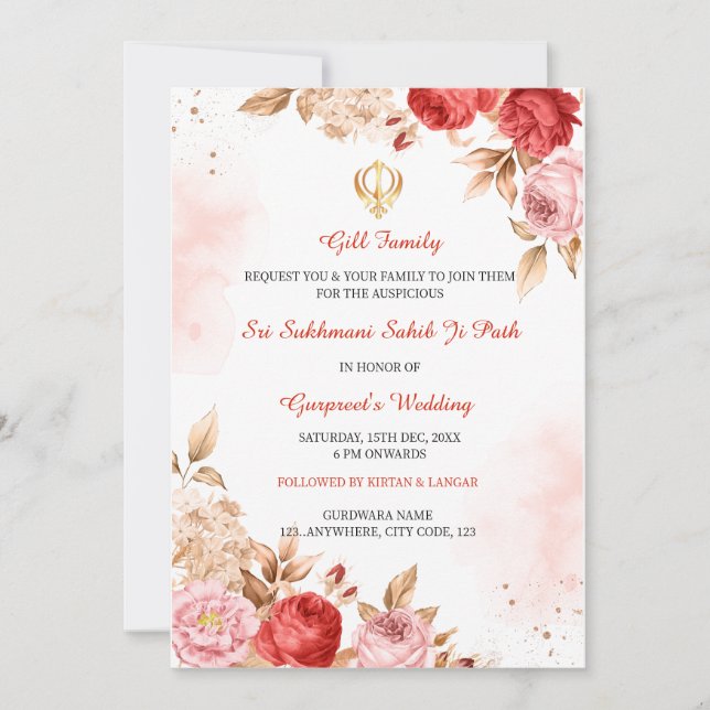 Einladung von Sukhmani Sahib, Einladung von Akhand (Vorderseite)