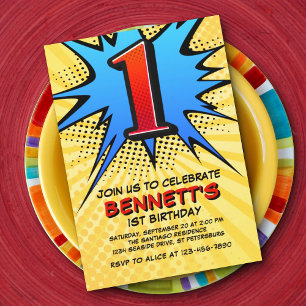 Einladung von Superhero zum 1. Geburtstag