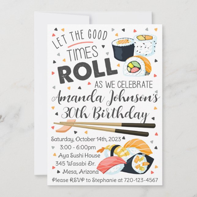 Einladung von Sushi zum Geburtstag, Sushi (Vorderseite)