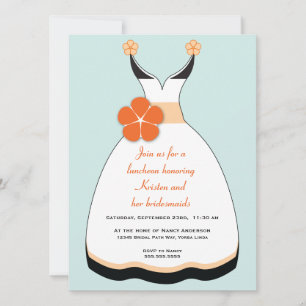 Einladung von süßen Orangen- und Blauen Hochzeitsk