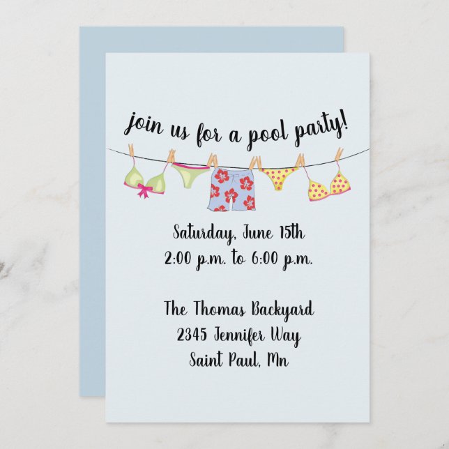 Einladung von Swimsuit (Vorne/Hinten)