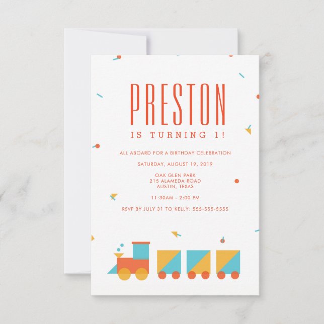 Einladung von Tangram Train zum Geburtstag (Vorderseite)