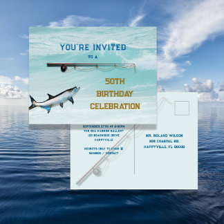 Einladung von Tarpon Fishing Erwachsenen Geburtsta Postkarte