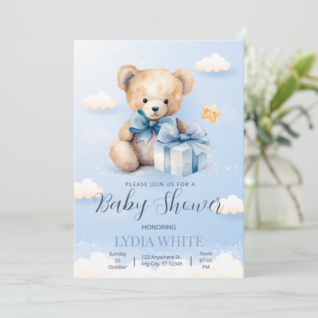 Einladung von Teddy Bear Baby Shower kann frühzeit (Stehend Vorderseite)