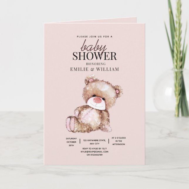 Einladung von Teddy Bear Baby Shower kann frühzeit (Vorderseite)