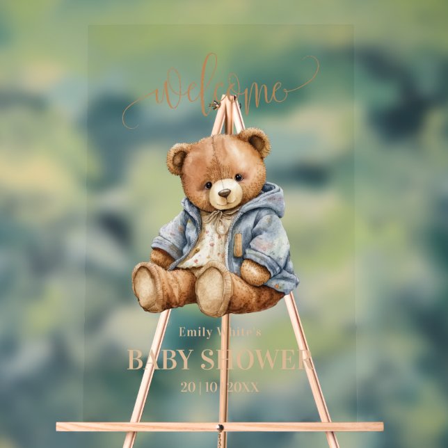 Einladung von Teddy Bear Baby Shower kann frühzeit Acrylschild (Neutral)