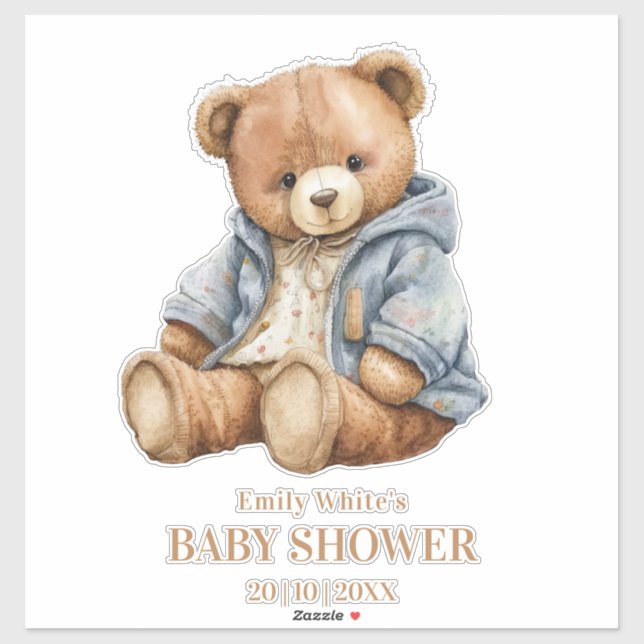 Einladung von Teddy Bear Baby Shower kann frühzeit Aufkleber (Blatt)