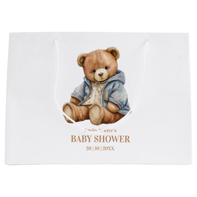 Einladung von Teddy Bear Baby Shower kann frühzeit Große Geschenktüte (Vorderseite)