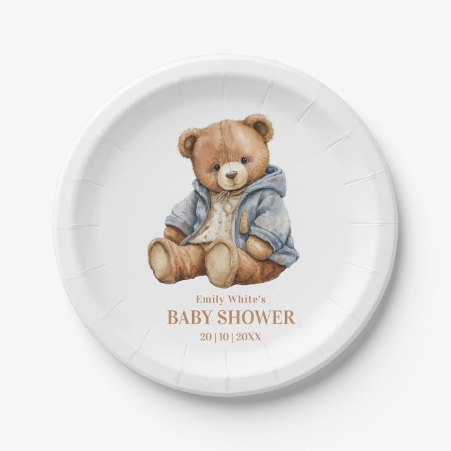 Einladung von Teddy Bear Baby Shower kann frühzeit Pappteller (Vorderseite)
