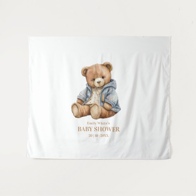 Einladung von Teddy Bear Baby Shower kann frühzeit Wandteppich (Vorderseite (Horizontal))