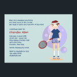 Einladung von Tennis Kid<br><div class="desc">Feiern Sie mit dieser Tennis Kid Einladung einen Geburtstag im sportlichen Stil. (VTZY) Die Karte lässt sich einfach mit Ihrem Text, Schriftart, Schriftart und der Auswahl von sechs Papiertypen anpassen. Nicht genau das, was Sie suchen? Alle unsere Produkte können auf Ihre Bedürfnisse zugeschnitten werden, ohne Aufpreis. Kontaktieren Sie uns einfach...</div>
