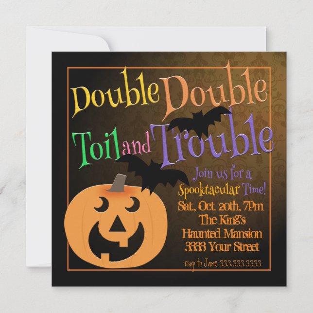 Einladung von Toil and Trouble Spooky Halloween-Pa (Vorderseite)