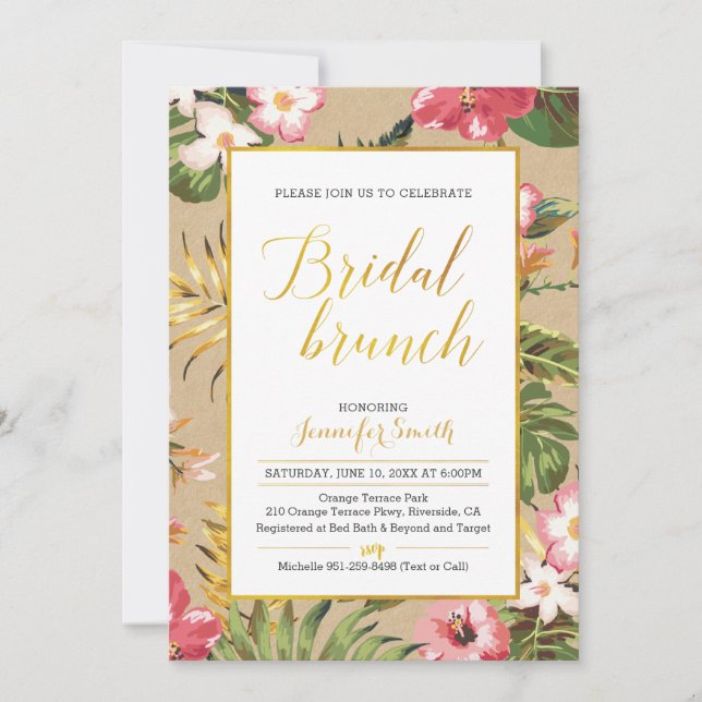 Einladung von Tropical Kraft Bridal Brunch (Vorderseite)