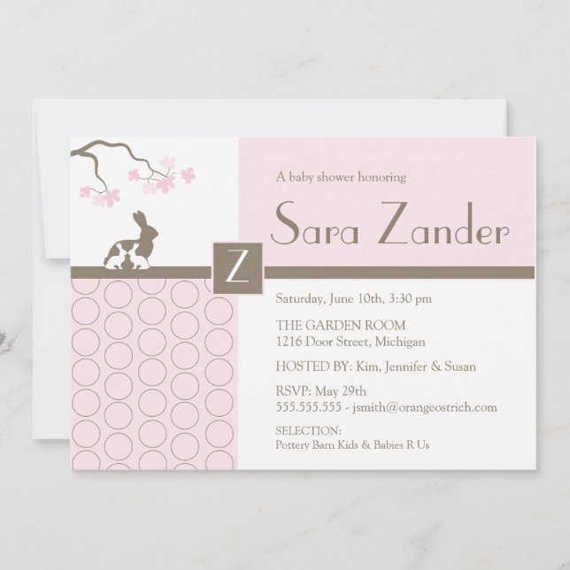 Einladung von Twin Baby Girls Dusche (Vorderseite)