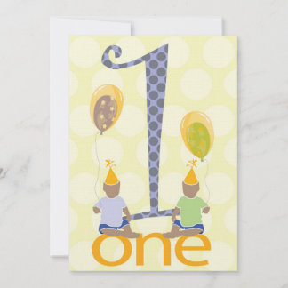 Einladung von Twin Boys zum ersten Geburtstag