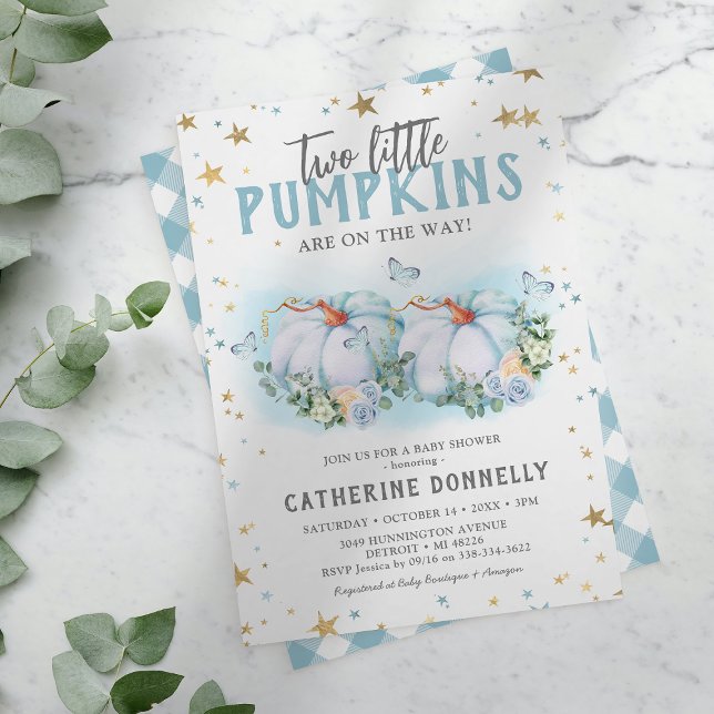 Einladung von Twin Pumpkins Boy Baby Shower (Von Creator hochgeladen)