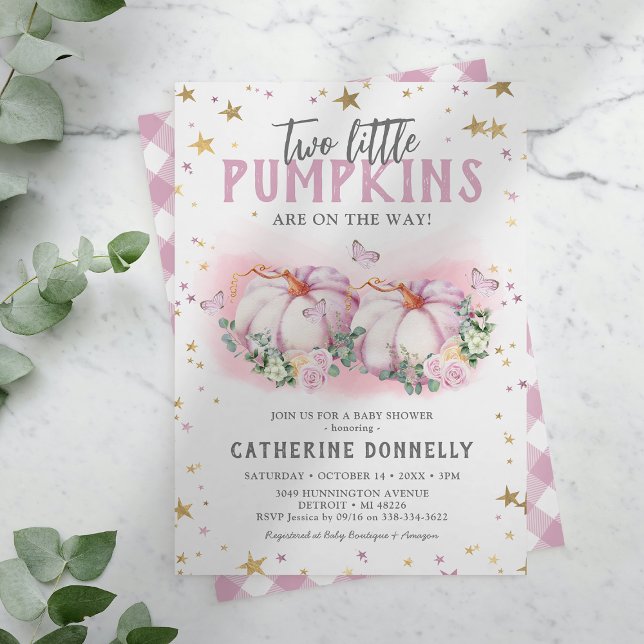 Einladung von Twin Pumpkins Girl Baby Shower (Von Creator hochgeladen)