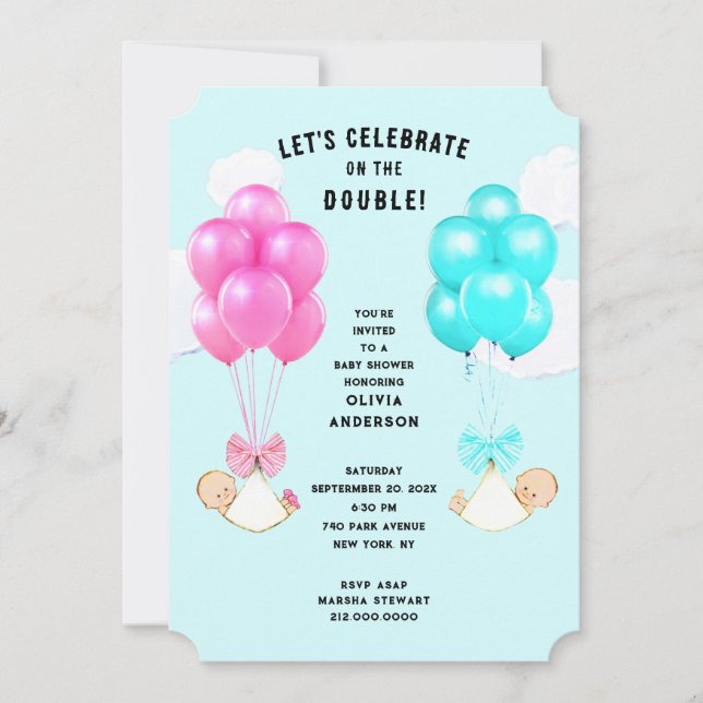 Einladung von Twins Baby Shower (Vorderseite)