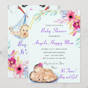 Einladung von Twins Boy and Girl Baby Shower