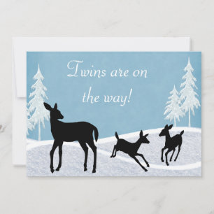 Einladung von Twins Woodland Deer Winter Baby Show
