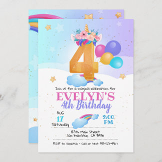 Einladung von Unicorn 4. Geburtstag