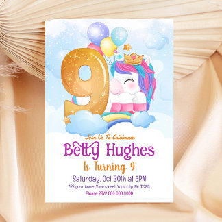 Einladung von Unicorn 9. Geburtstag