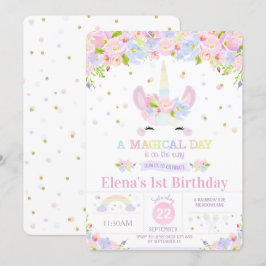 Einladung von Unicorn am 1. Geburtstag Rainbow Flo