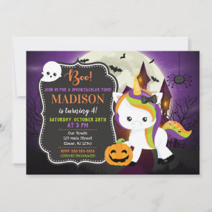 Einladung von Unicorn Halloween Geburtstag