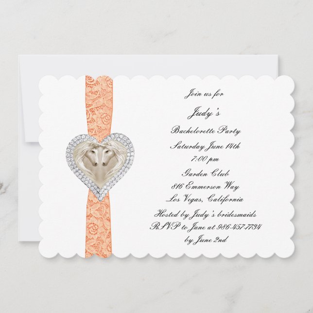 Einladung von Unicorn Orange Lace Junggeselinnen-A (Vorderseite)