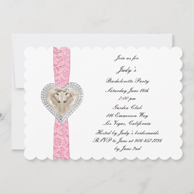Einladung von Unicorn Pink Lace Junggeselinnen-Abs (Vorderseite)
