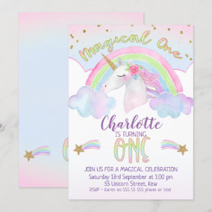 Einladung von Unicorn Rainbow zum ersten Geburtsta