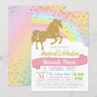 Einladung von Unicorn - Über den Regenbogen und di