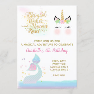 Einladung von Unicorn und Mermaid Schwanz| RAINBOL