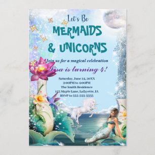 Einladung von Unicorn und Mermaid zum Geburtstag