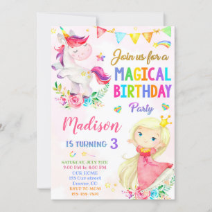 Einladung von Unicorn und Prinzessin zum Geburtsta