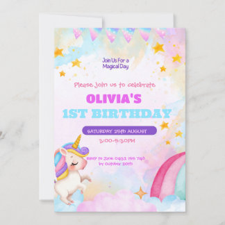 Einladung von Unicorn zum Geburtstag 1. Geburtstag