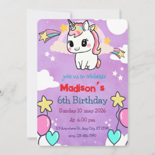 Einladung von Unicorn zum Geburtstag Vorlage bea